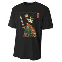 Japanese Gothic Samurai Art Woman With Katana Sword Performance Sprint T-Shirt