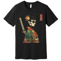 Japanese Gothic Samurai Art Woman With Katana Sword Premium T-Shirt