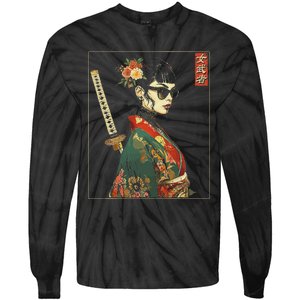 Japanese Gothic Samurai Art Woman With Katana Sword Tie-Dye Long Sleeve Shirt