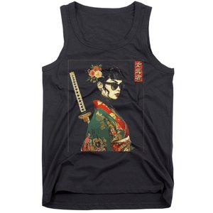 Japanese Gothic Samurai Art Woman With Katana Sword Tank Top