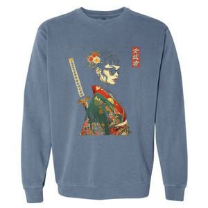 Japanese Gothic Samurai Art Woman With Katana Sword Garment-Dyed Sweatshirt