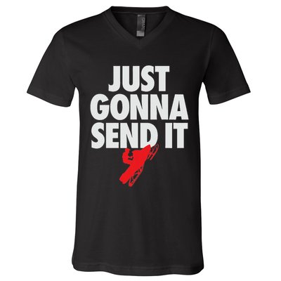 Just Gonna Send It Snowmobile V-Neck T-Shirt