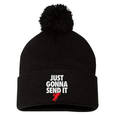 Just Gonna Send It Snowmobile Pom Pom 12in Knit Beanie