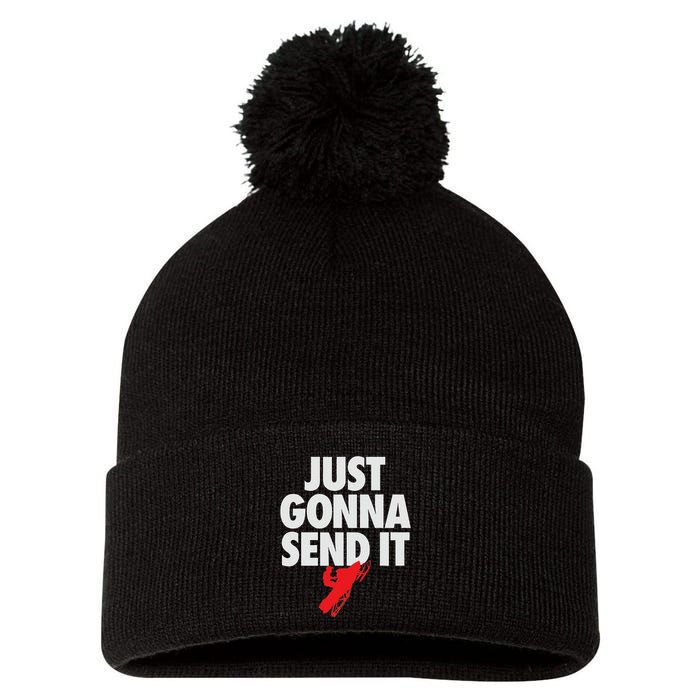 Just Gonna Send It Snowmobile Pom Pom 12in Knit Beanie
