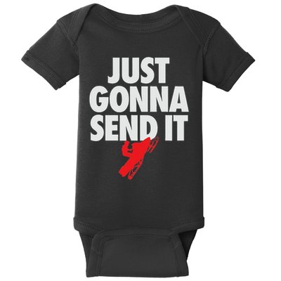 Just Gonna Send It Snowmobile Baby Bodysuit