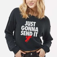 Just Gonna Send It Snowmobile Cropped Pullover Crew