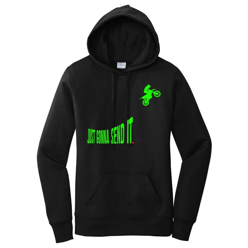 Just Gonna Send It Funny Motocross Dirt Bike Meme Biker Gift Women's Pullover Hoodie