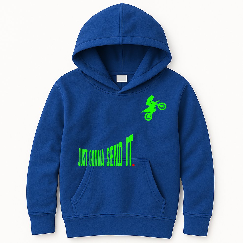 Just Gonna Send It Funny Motocross Dirt Bike Meme Biker Gift Kids Hoodie