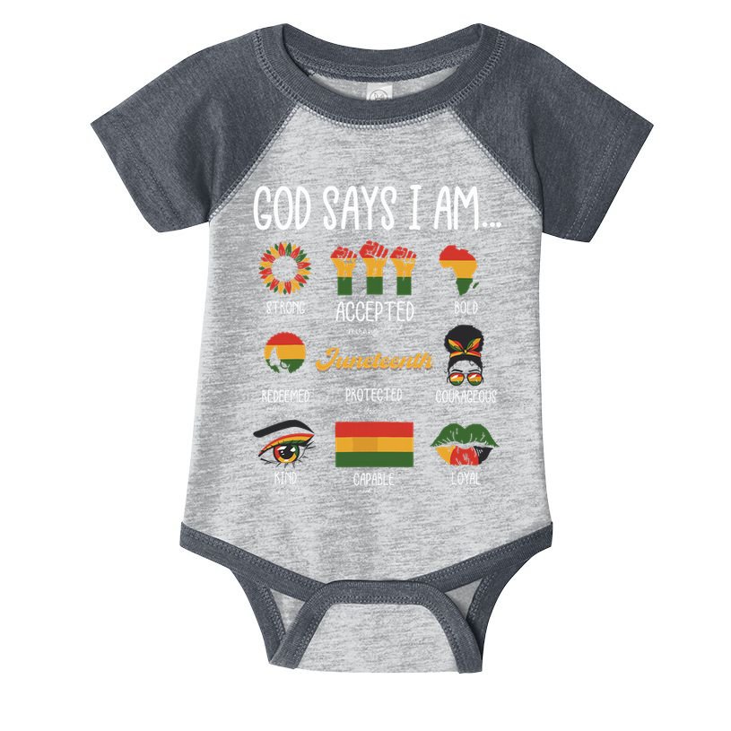 Juneteenth God Says I Am Celebrating Black Freedom 1865 Infant Baby Jersey Bodysuit