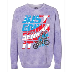 Just Gonna Send It Dirt Bike Mx Biker Rider Motocross Colorblast Crewneck Sweatshirt