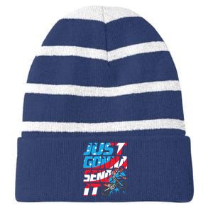 Just Gonna Send It Dirt Bike Mx Biker Rider Motocross Striped Beanie with Solid Band