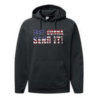 Just Gonna Send It Funny Patriotic Saying Distressed Performance Fleece Hoodie