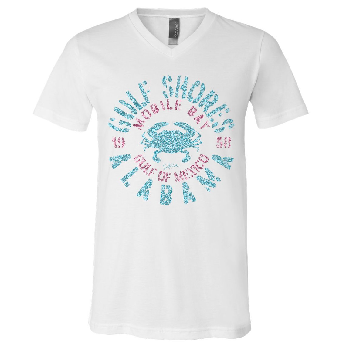JCombs Gulf Shores AL With Blue Crab V-Neck T-Shirt