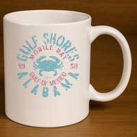 JCombs Gulf Shores AL With Blue Crab 11oz C Handle Ceramic Mug