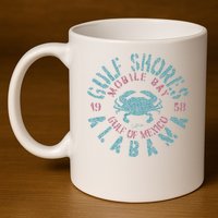 JCombs Gulf Shores AL With Blue Crab 11oz C Handle Ceramic Mug