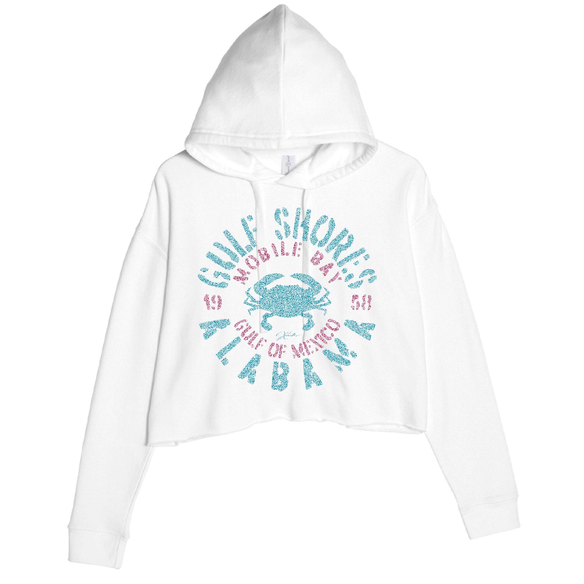 JCombs Gulf Shores AL With Blue Crab Crop Fleece Hoodie