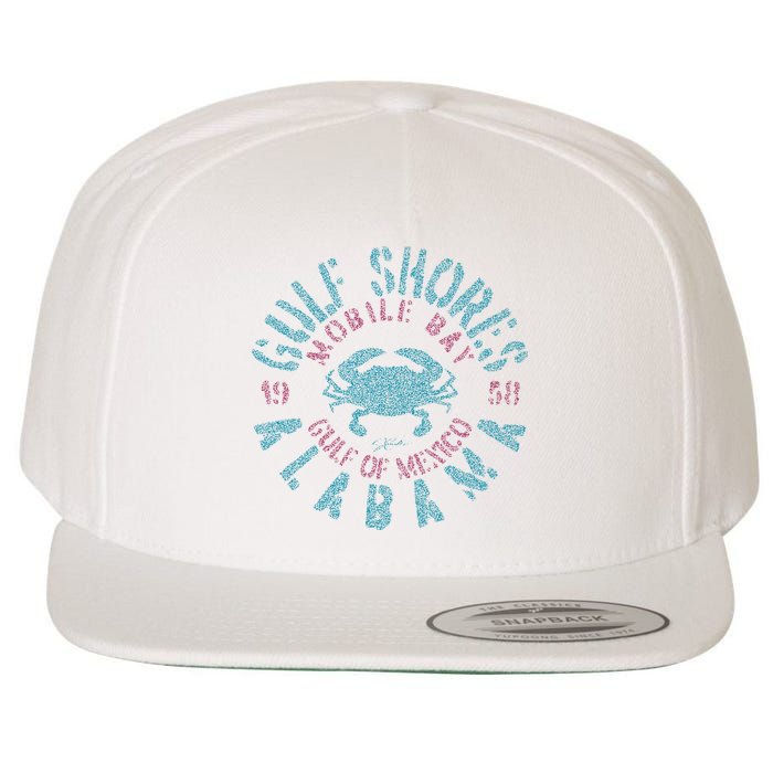 JCombs Gulf Shores AL With Blue Crab Wool Snapback Cap