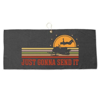 Just Gonna Send It For A Snowmobile Rider Snowmobile Meaningful Gift Large Microfiber Waffle Golf Towel