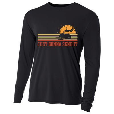 Just Gonna Send It For A Snowmobile Rider Snowmobile Meaningful Gift Cooling Performance Long Sleeve Crew