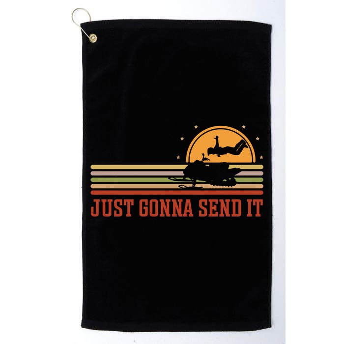 Just Gonna Send It For A Snowmobile Rider Snowmobile Meaningful Gift Golf Towel