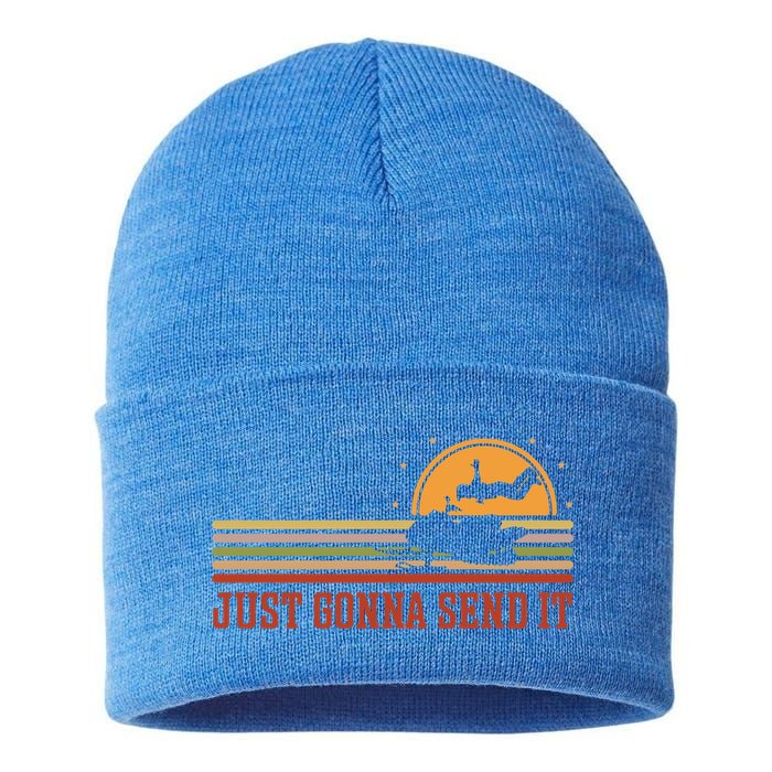 Just Gonna Send It For A Snowmobile Rider Snowmobile Meaningful Gift Sustainable Knit Beanie