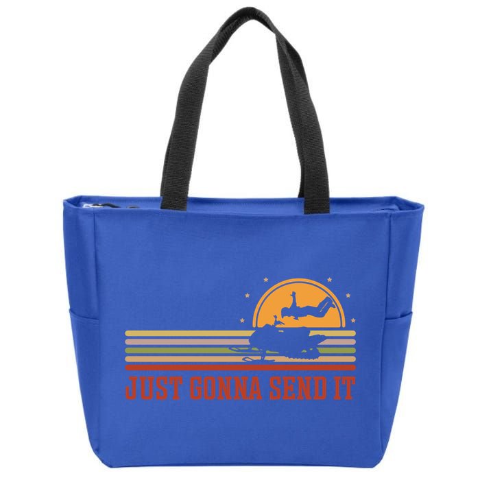 Just Gonna Send It For A Snowmobile Rider Snowmobile Meaningful Gift Zip Tote Bag