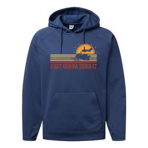 Just Gonna Send It For A Snowmobile Rider Snowmobile Meaningful Gift Performance Fleece Hoodie