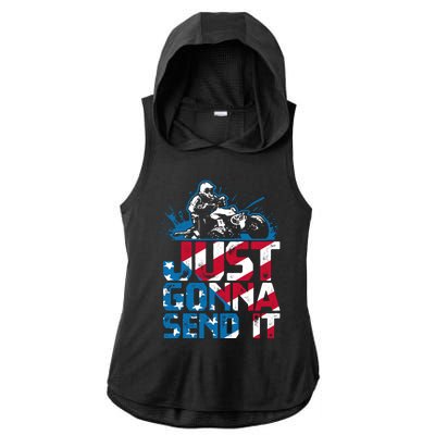 Just Gonna Send It Gift Patriotic American Flag Quad Atv Gift Ladies PosiCharge Tri-Blend Wicking Draft Hoodie Tank