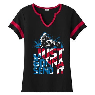 Just Gonna Send It Gift Patriotic American Flag Quad Atv Gift Ladies Halftime Notch Neck Tee