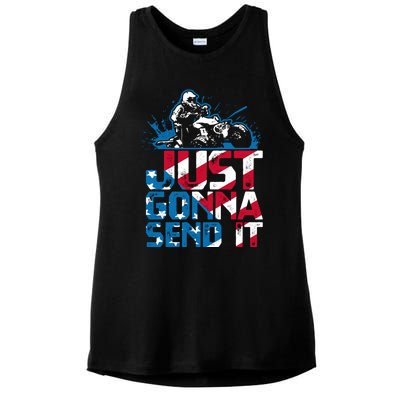 Just Gonna Send It Gift Patriotic American Flag Quad Atv Gift Ladies PosiCharge Tri-Blend Wicking Tank