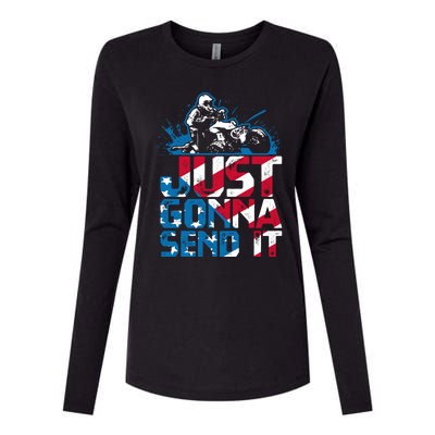 Just Gonna Send It Gift Patriotic American Flag Quad Atv Gift Womens Cotton Relaxed Long Sleeve T-Shirt