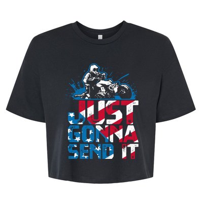 Just Gonna Send It Gift Patriotic American Flag Quad Atv Gift Bella+Canvas Jersey Crop Tee