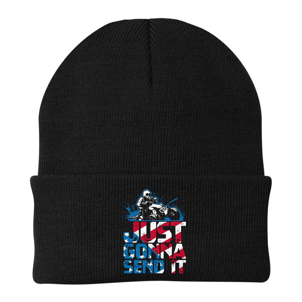 Just Gonna Send It Gift Patriotic American Flag Quad Atv Gift Beanie