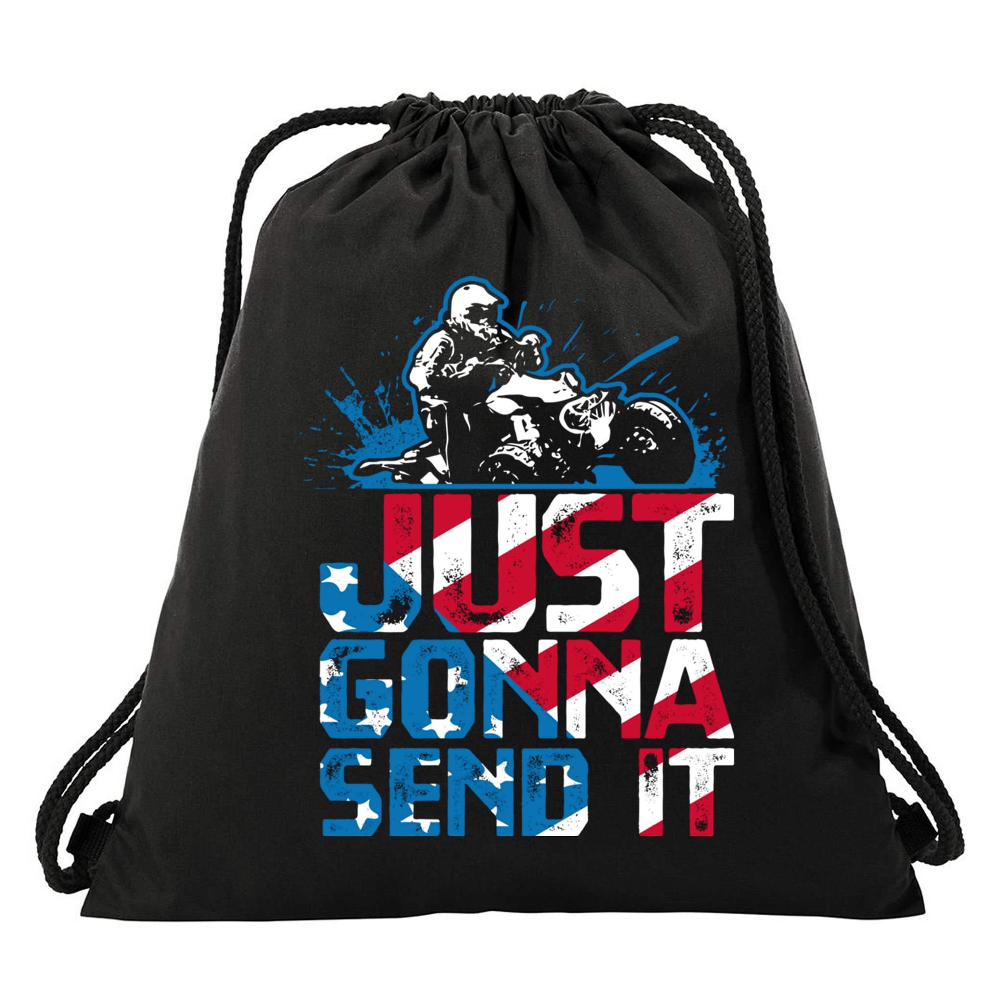 Just Gonna Send It Gift Patriotic American Flag Quad Atv Gift Drawstring Bag