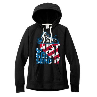 Just Gonna Send It Gift Patriotic American Flag Quad Atv Gift Women's Fleece Hoodie