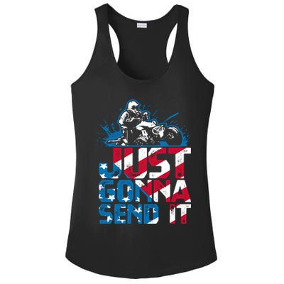 Just Gonna Send It Gift Patriotic American Flag Quad Atv Gift Ladies PosiCharge Competitor Racerback Tank