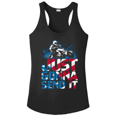 Just Gonna Send It Gift Patriotic American Flag Quad Atv Gift Ladies PosiCharge Competitor Racerback Tank