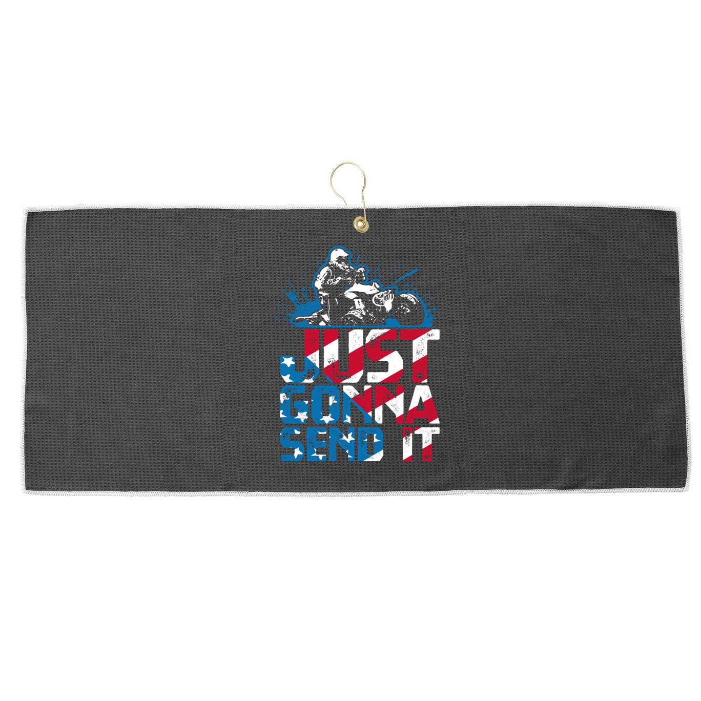 Just Gonna Send It Gift Patriotic American Flag Quad Atv Gift Large Microfiber Waffle Golf Towel