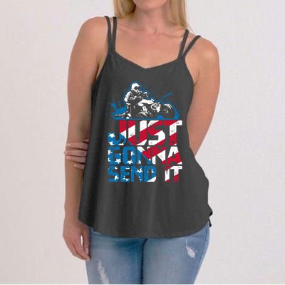 Just Gonna Send It Gift Patriotic American Flag Quad Atv Gift Women's Strappy Tank