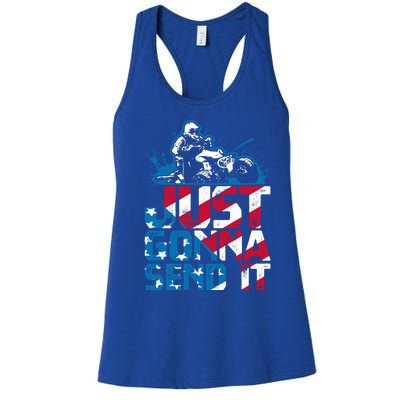 Just Gonna Send It Gift Patriotic American Flag Quad Atv Gift Women's Racerback Tank