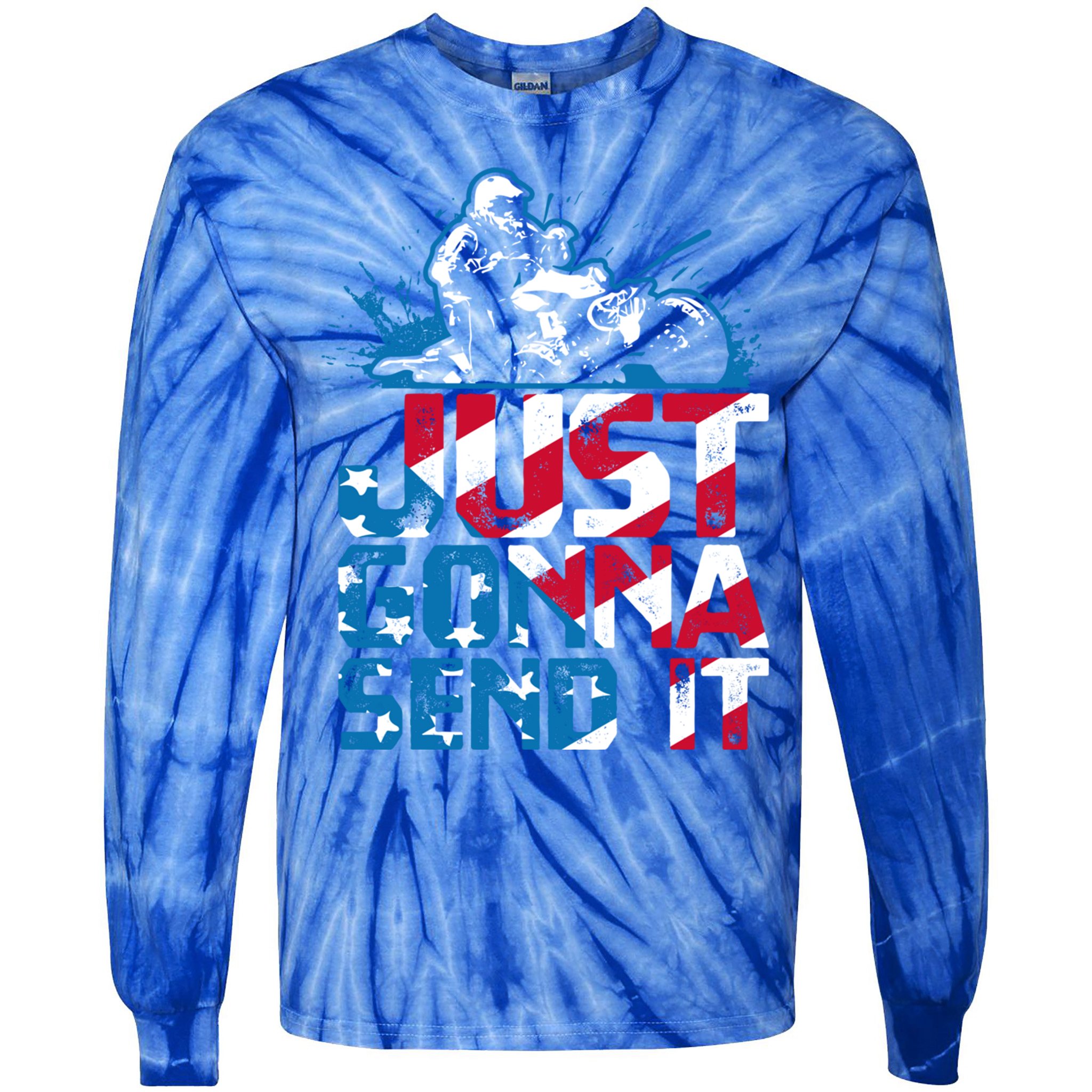 Just Gonna Send It Gift Patriotic American Flag Quad Atv Gift Tie-Dye Long Sleeve Shirt