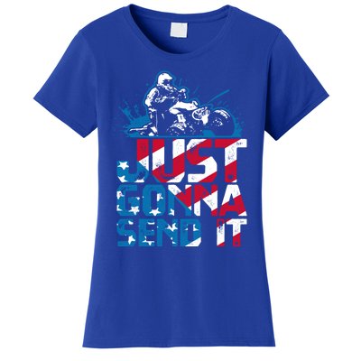 Just Gonna Send It Gift Patriotic American Flag Quad Atv Gift Women's T-Shirt