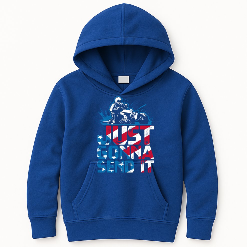 Just Gonna Send It Gift Patriotic American Flag Quad Atv Gift Kids Hoodie