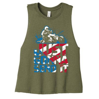 Just Gonna Send It Gift Patriotic American Flag Quad Atv Gift Women's Racerback Cropped Tank