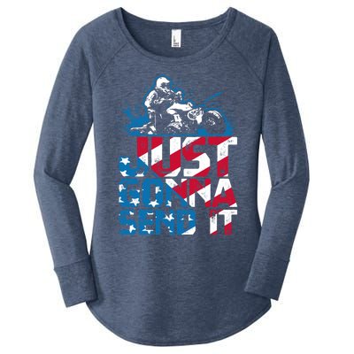 Just Gonna Send It Gift Patriotic American Flag Quad Atv Gift Women's Perfect Tri Tunic Long Sleeve Shirt