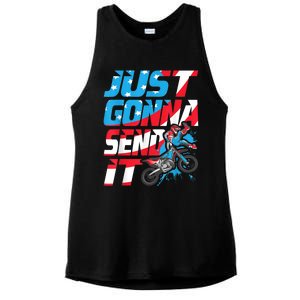 Just Gonna Send It Dirt Bike MX Biker Rider Motocross Ladies PosiCharge Tri-Blend Wicking Tank