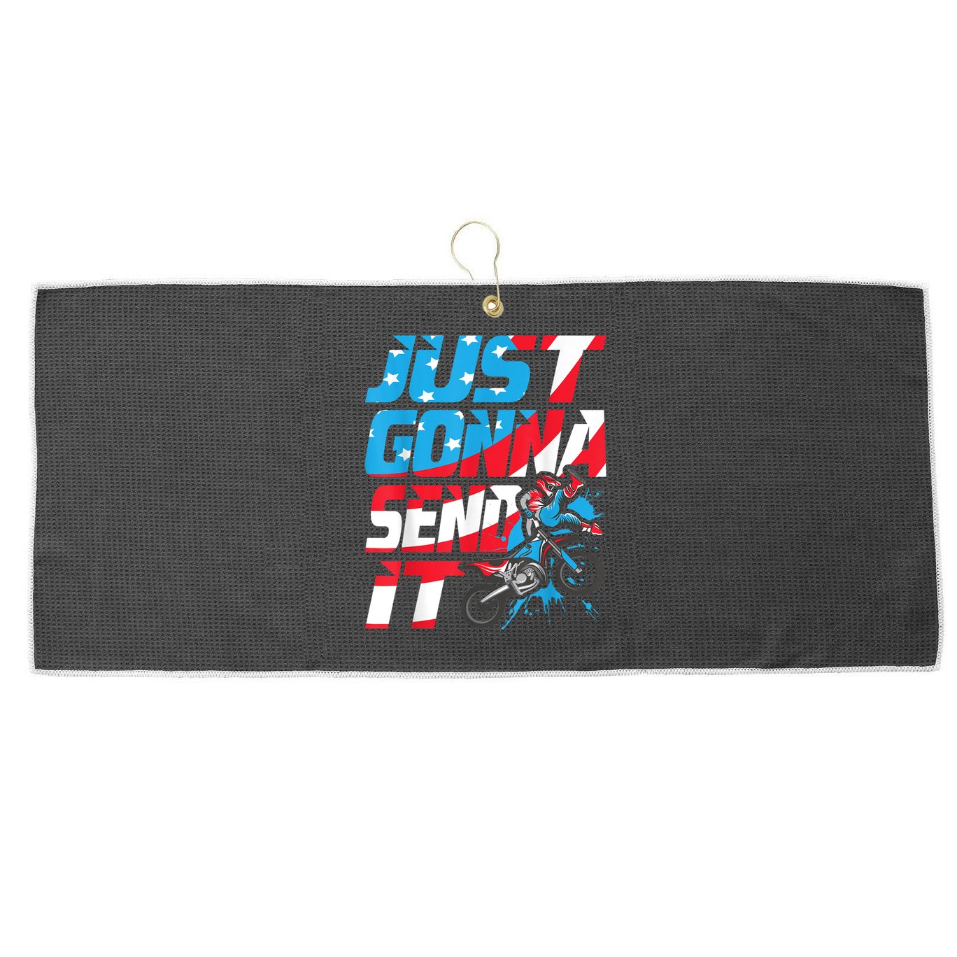 Just Gonna Send It Dirt Bike MX Biker Rider Motocross Large Microfiber Waffle Golf Towel