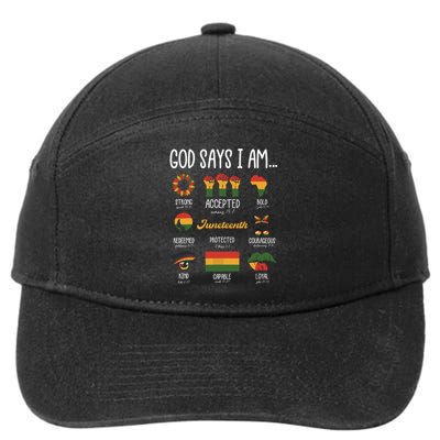 Juneteenth God Says I Am Celebrating Black Freedom 1865 7-Panel Snapback Hat