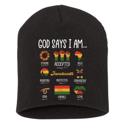 Juneteenth God Says I Am Celebrating Black Freedom 1865 Short Acrylic Beanie