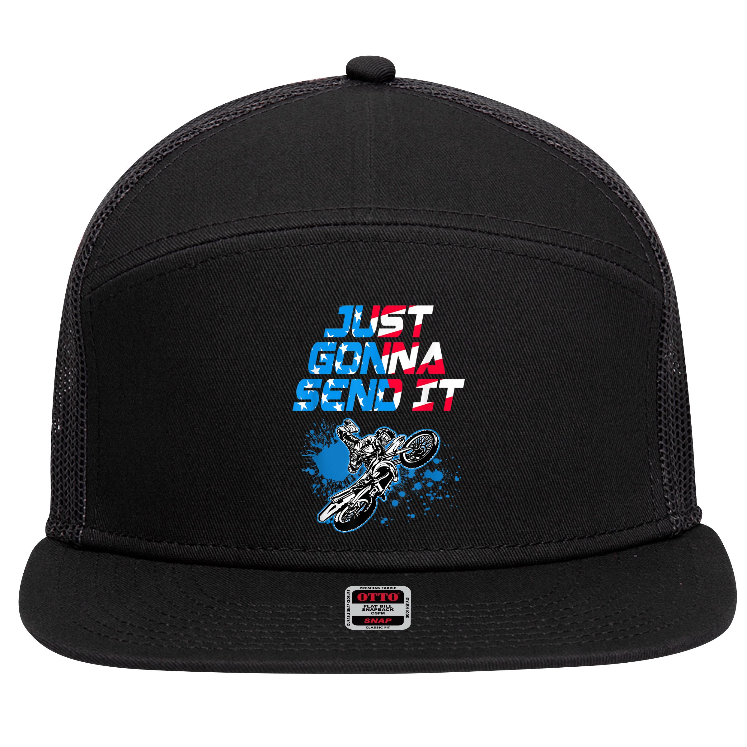 Just Gonna Send It Motocross Dirt Bike Tee 7 Panel Mesh Trucker Snapback Hat